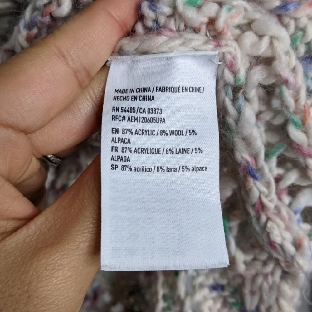 AEO Open Knit Keyhole Confetti Sweater Sz M